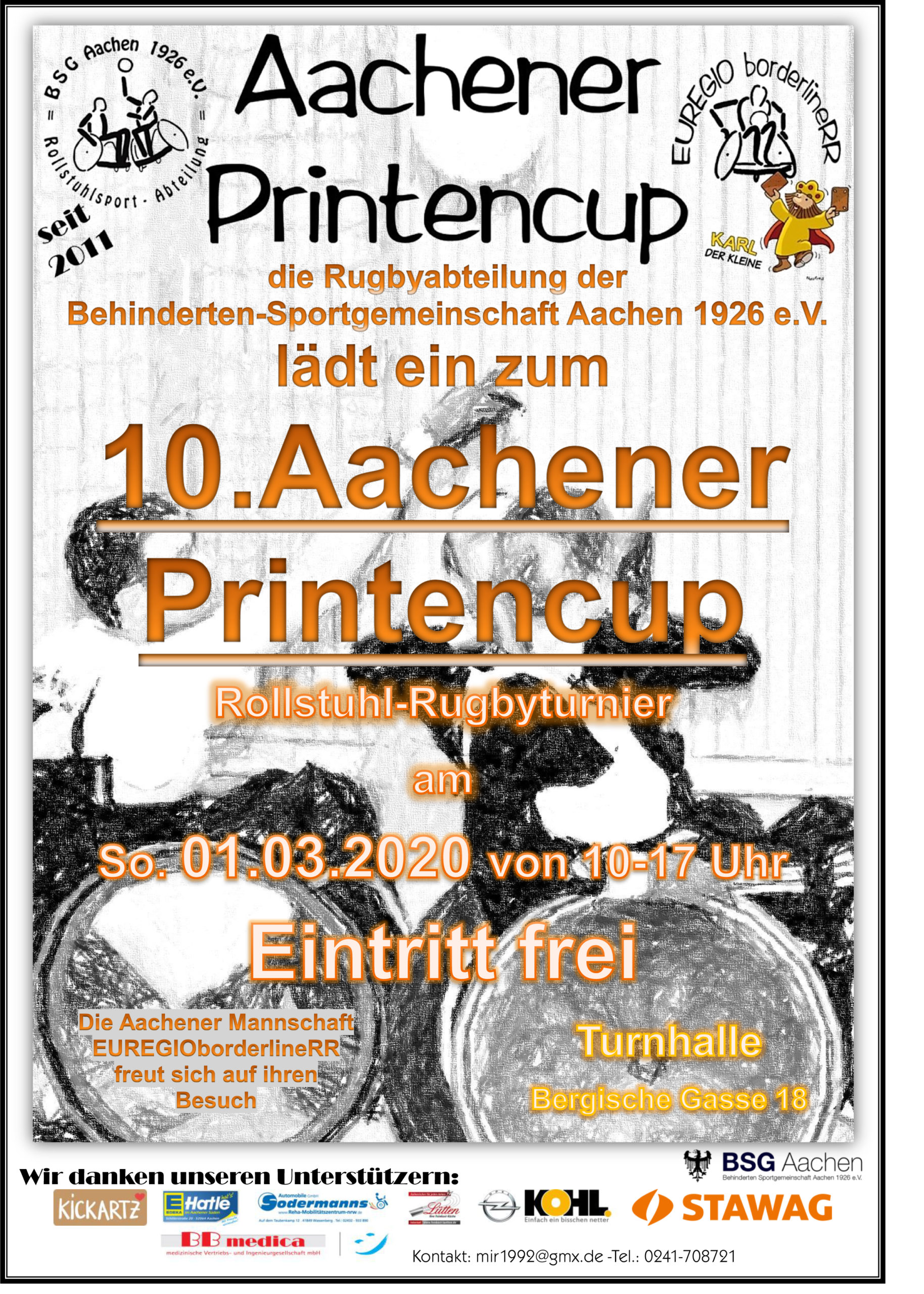 Rollstuhl- Rugby- Mannschaft EUREGIOborderlineRR lädt zum 10.Aachener Printencup